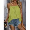 imageSweatyRocks Womens Summer Tank Top Spaghetti Strap Pleated Camisole Sleeveless Loose Cami TopsSolid Green