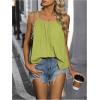 imageSweatyRocks Womens Summer Tank Top Spaghetti Strap Pleated Camisole Sleeveless Loose Cami TopsSolid Green