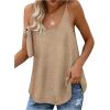 imageSweatyRocks Womens Tank Top Spaghetti Strap Sleeveless Loose Fit Summer TopsKhaki