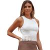 imageSweatyRocks Womens Casual Sleeveless Stretchy Ribbed Knit Shirt Racerback Crop Fringe Tank topWhite