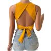 imageSweatyRocks Womens Crewneck Crop Tank Top Tie Back Casual Backless TopYellow