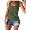 imageSweatyRocks Womens Scoop Neck Half Button Tank Top Casual Sleeveless Drawstring Tie Side TopsArmy Green