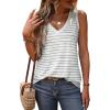 imageSweatyRocks Womens Striped Print Tank Top V Neck Sleeveless Casual Basic Loose Tee ShirtsWhite