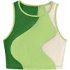 imageSweatyRocks Womens Summer Ribbed Knit Sleeveless Vest Color Block Crop Tank TopDark Green