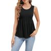 imageSweatyRocks Womens Summer Scoop Neck Ruffle Hem Babydoll Tank Sleeveless Peplum Tunic TopBlack