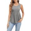 imageSweatyRocks Womens Summer Scoop Neck Ruffle Hem Babydoll Tank Sleeveless Peplum Tunic TopSolid Grey