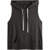 imageSweatyRocks Womens Summer Sleeveless Hooded Tank Top TShirt for Athletic Exercise Relaxed BreathablePocket Dark Grey
