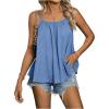 imageSweatyRocks Womens Summer Tank Top Spaghetti Strap Pleated Camisole Sleeveless Loose Cami TopsBlue