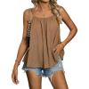 imageSweatyRocks Womens Summer Tank Top Spaghetti Strap Pleated Camisole Sleeveless Loose Cami TopsBrown