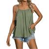 imageSweatyRocks Womens Summer Tank Top Spaghetti Strap Pleated Camisole Sleeveless Loose Cami TopsGreen