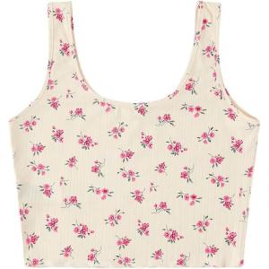 imageSweatyRocks Womens Casual Summer Floral Print Sleeveless Stretch Crop Tank TopPink Apricot