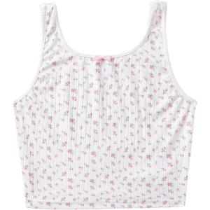 imageSweatyRocks Womens Casual Summer Floral Print Sleeveless Stretch Crop Tank TopWhite Disty Floral