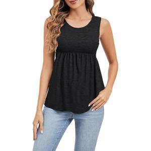 imageSweatyRocks Womens Summer Scoop Neck Ruffle Hem Babydoll Tank Sleeveless Peplum Tunic TopDark Grey