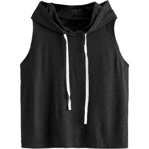 imageSweatyRocks Womens Summer Sleeveless Hooded Tank Top TShirt for Athletic Exercise Relaxed BreathableBlack