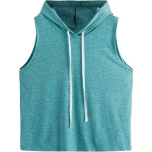 imageSweatyRocks Womens Summer Sleeveless Hooded Tank Top TShirt for Athletic Exercise Relaxed BreathableBlue Pale