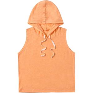 imageSweatyRocks Womens Summer Sleeveless Hooded Tank Top TShirt for Athletic Exercise Relaxed BreathableBright Orange