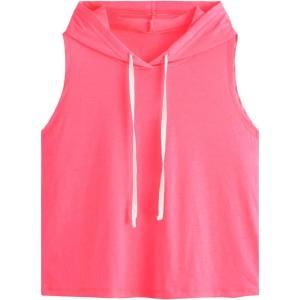 imageSweatyRocks Womens Summer Sleeveless Hooded Tank Top TShirt for Athletic Exercise Relaxed BreathableBright Pink