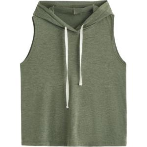 imageSweatyRocks Womens Summer Sleeveless Hooded Tank Top TShirt for Athletic Exercise Relaxed BreathableDark Green