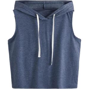 imageSweatyRocks Womens Summer Sleeveless Hooded Tank Top TShirt for Athletic Exercise Relaxed BreathableDusty Blue