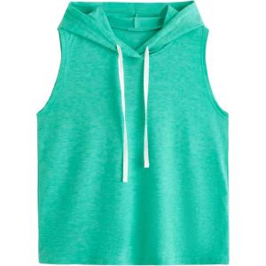 imageSweatyRocks Womens Summer Sleeveless Hooded Tank Top TShirt for Athletic Exercise Relaxed BreathableGreen Color