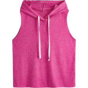 imageSweatyRocks Womens Summer Sleeveless Hooded Tank Top TShirt for Athletic Exercise Relaxed BreathableHot Pink