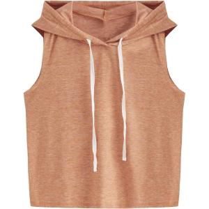 imageSweatyRocks Womens Summer Sleeveless Hooded Tank Top TShirt for Athletic Exercise Relaxed BreathableKhaki