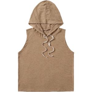imageSweatyRocks Womens Summer Sleeveless Hooded Tank Top TShirt for Athletic Exercise Relaxed BreathableLight Brown