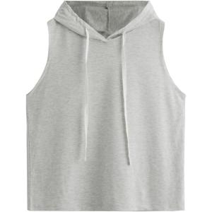 imageSweatyRocks Womens Summer Sleeveless Hooded Tank Top TShirt for Athletic Exercise Relaxed BreathableLight Grey
