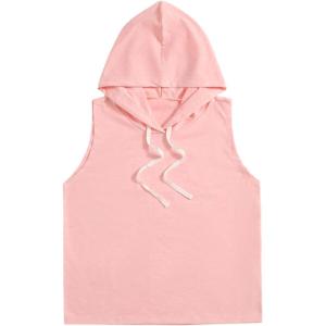 imageSweatyRocks Womens Summer Sleeveless Hooded Tank Top TShirt for Athletic Exercise Relaxed BreathableLight Pink