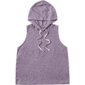 imageSweatyRocks Womens Summer Sleeveless Hooded Tank Top TShirt for Athletic Exercise Relaxed BreathableMauve Purple