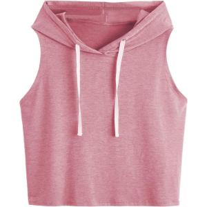 imageSweatyRocks Womens Summer Sleeveless Hooded Tank Top TShirt for Athletic Exercise Relaxed BreathablePink Burgundy