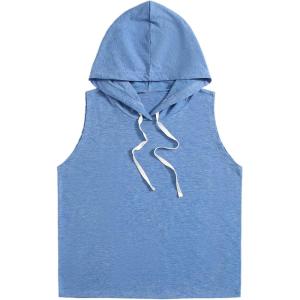 imageSweatyRocks Womens Summer Sleeveless Hooded Tank Top TShirt for Athletic Exercise Relaxed BreathablePlain Blue