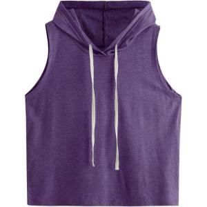 imageSweatyRocks Womens Summer Sleeveless Hooded Tank Top TShirt for Athletic Exercise Relaxed BreathablePlain Purple