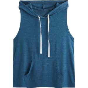 imageSweatyRocks Womens Summer Sleeveless Hooded Tank Top TShirt for Athletic Exercise Relaxed BreathablePocket Blue