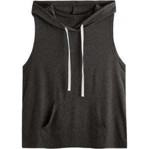 imageSweatyRocks Womens Summer Sleeveless Hooded Tank Top TShirt for Athletic Exercise Relaxed BreathablePocket Dark Grey