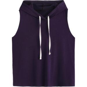 imageSweatyRocks Womens Summer Sleeveless Hooded Tank Top TShirt for Athletic Exercise Relaxed BreathablePurple