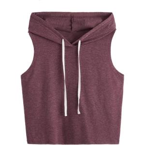 imageSweatyRocks Womens Summer Sleeveless Hooded Tank Top TShirt for Athletic Exercise Relaxed BreathableRed Violet