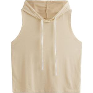 imageSweatyRocks Womens Summer Sleeveless Hooded Tank Top TShirt for Athletic Exercise Relaxed BreathableSolid Apricot
