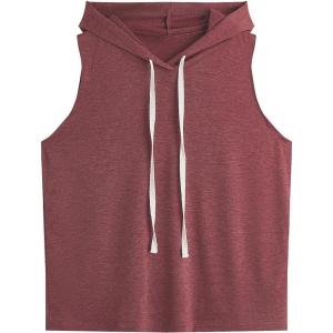 imageSweatyRocks Womens Summer Sleeveless Hooded Tank Top TShirt for Athletic Exercise Relaxed BreathableSolid Burgundy