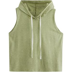 imageSweatyRocks Womens Summer Sleeveless Hooded Tank Top TShirt for Athletic Exercise Relaxed BreathableSolid Green