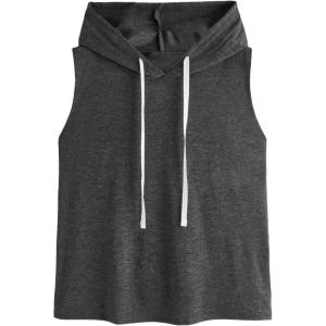 imageSweatyRocks Womens Summer Sleeveless Hooded Tank Top TShirt for Athletic Exercise Relaxed BreathableSolid Grey
