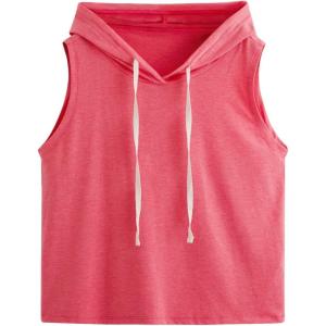 imageSweatyRocks Womens Summer Sleeveless Hooded Tank Top TShirt for Athletic Exercise Relaxed BreathableSolid Hot Pink