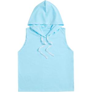 imageSweatyRocks Womens Summer Sleeveless Hooded Tank Top TShirt for Athletic Exercise Relaxed BreathableSolid Light Blue