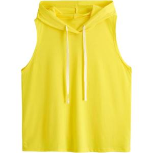 imageSweatyRocks Womens Summer Sleeveless Hooded Tank Top TShirt for Athletic Exercise Relaxed BreathableSolid Yellow