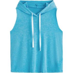 imageSweatyRocks Womens Summer Sleeveless Hooded Tank Top TShirt for Athletic Exercise Relaxed BreathableTeal Blue