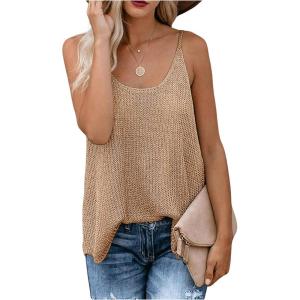 imageSweatyRocks Womens Tank Top Spaghetti Strap Sleeveless Loose Fit Summer TopsKhaki
