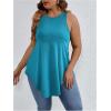imageSweatyRocks Women Loose Sleeveless Solid Color Casual Plain Tank Tops Plus Size Curved Hem Workout Summer Tee TopsBlue