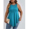 imageSweatyRocks Women Loose Sleeveless Solid Color Casual Plain Tank Tops Plus Size Curved Hem Workout Summer Tee TopsBlue