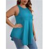 imageSweatyRocks Women Loose Sleeveless Solid Color Casual Plain Tank Tops Plus Size Curved Hem Workout Summer Tee TopsBlue