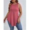 imageSweatyRocks Women Loose Sleeveless Solid Color Casual Plain Tank Tops Plus Size Curved Hem Workout Summer Tee TopsWatermelon Pink